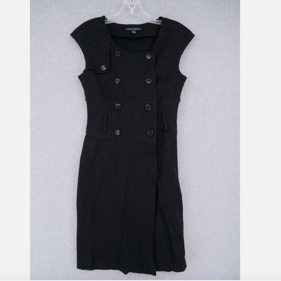 Banana Republic Dress Womens Size 8 Black Sheath Button Front Business Casual - Picture 3 of 5